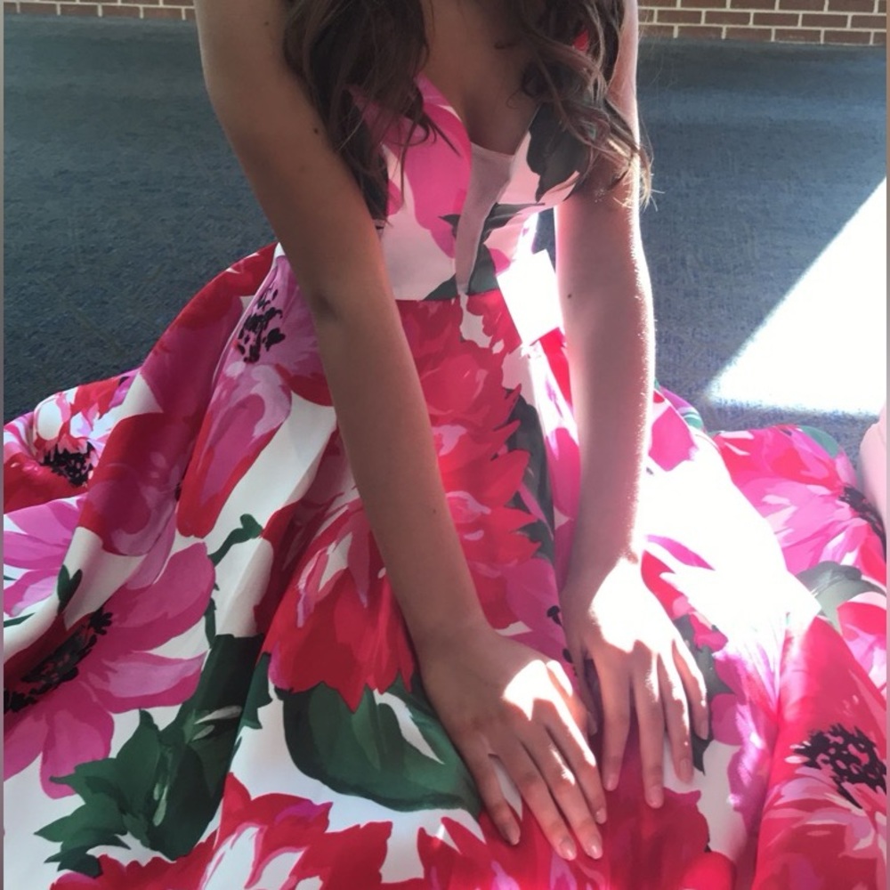 A-line floral floor length gown